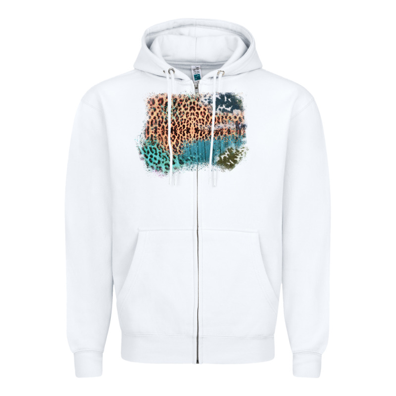 Leopard Wood Cowhide Pattern Mixed Western Frame Zipper Hoodie by Bettercallsaul | Teevron