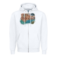 White Leopard Wood Cowhide Pattern Mixed Western Frame Zipper Hoodie - Bettercallsaul