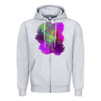 Heather Grey castle halloween patch Zipper Hoodie - BundleAndBundleShop