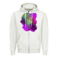 Oatmeal Heather castle halloween patch Zipper Hoodie - BundleAndBundleShop