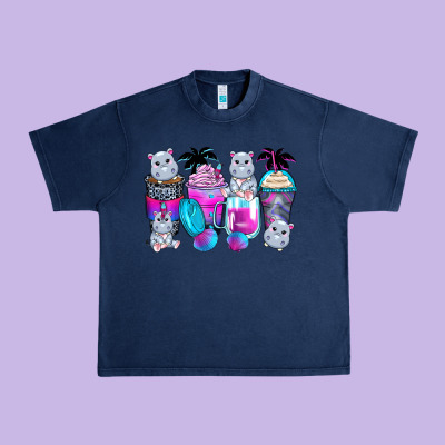Hippopotamus Coffee Cups Urban Heavy Tee Designed By Zillion Design Studio