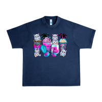 Navy hippopotamus coffee cups Urban Heavy Tee - Zillion Design Studio