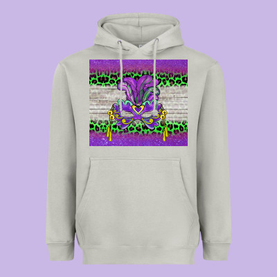 Mardi Gras  Mask Heavyweight Hoodie Designed By Barkaloodesign