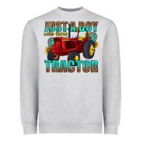 Heather Grey just a boy who loves tractor Heavyweight Sweatshirt - texasbilliewilder