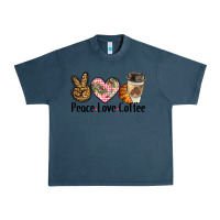 Midnight Navy peace love coffee Urban Heavy Tee - BarkalooDesign