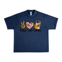 Navy peace love coffee Urban Heavy Tee - BarkalooDesign