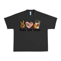 Pigment Black peace love coffee Urban Heavy Tee - BarkalooDesign