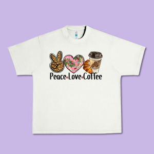 Peace Love Coffee Urban Heavy Tee Designed By Barkaloodesign
