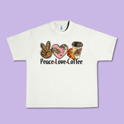 Peace Love Coffee Urban Heavy Tee Designed By Barkaloodesign