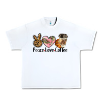 White peace love coffee Urban Heavy Tee - BarkalooDesign