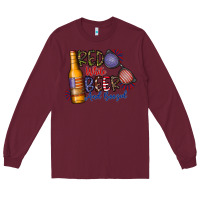 Burgundy red white beer and boozed Long Sleeve Tee - CowhideDigitalArt
