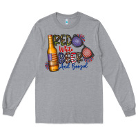Heather Grey red white beer and boozed Long Sleeve Tee - CowhideDigitalArt