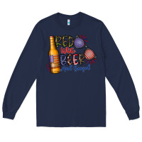 Navy red white beer and boozed Long Sleeve Tee - CowhideDigitalArt