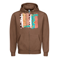 Chestnut Western Cowhide Sunflower Jute Glitter Farm Life Brush Stroke Zipper Hoodie - Bettercallsaul