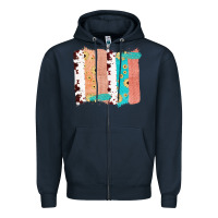 Navy Western Cowhide Sunflower Jute Glitter Farm Life Brush Stroke Zipper Hoodie - Bettercallsaul