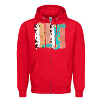 Red Western Cowhide Sunflower Jute Glitter Farm Life Brush Stroke Zipper Hoodie - Bettercallsaul
