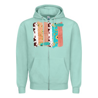 Seafoam Western Cowhide Sunflower Jute Glitter Farm Life Brush Stroke Zipper Hoodie - Bettercallsaul