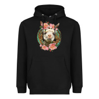 Black western llama and roses Heavyweight Hoodie - LillyAllenDesigns