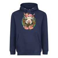 Navy western llama and roses Heavyweight Hoodie - LillyAllenDesigns