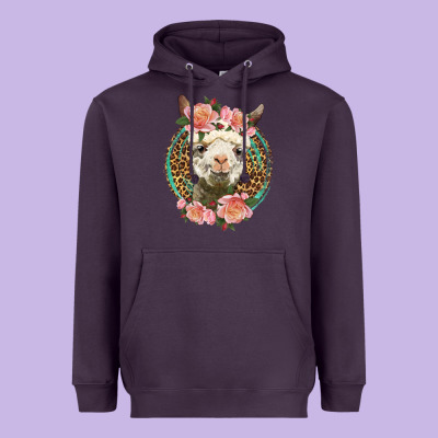 Western Llama And Roses Heavyweight Hoodie Designed By Lillyallendesigns