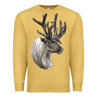 Antique Gold Reindeer Buck Deer Head Premium Sweatshirt - LillyAllenDesigns