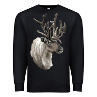 Black Reindeer Buck Deer Head Premium Sweatshirt - LillyAllenDesigns