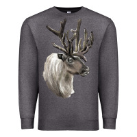 Charcoal Heather Reindeer Buck Deer Head Premium Sweatshirt - LillyAllenDesigns