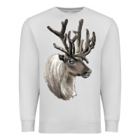 Dove Grey Reindeer Buck Deer Head Premium Sweatshirt - LillyAllenDesigns