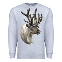 Heather Grey Reindeer Buck Deer Head Premium Sweatshirt - LillyAllenDesigns