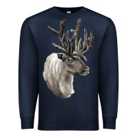 Navy Reindeer Buck Deer Head Premium Sweatshirt - LillyAllenDesigns