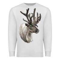 Oatmeal Heather Reindeer Buck Deer Head Premium Sweatshirt - LillyAllenDesigns