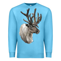 Ocean Blue Reindeer Buck Deer Head Premium Sweatshirt - LillyAllenDesigns