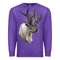 Purple Reindeer Buck Deer Head Premium Sweatshirt - LillyAllenDesigns