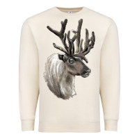 Sandshell Reindeer Buck Deer Head Premium Sweatshirt - LillyAllenDesigns