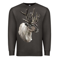 Smoke Reindeer Buck Deer Head Premium Sweatshirt - LillyAllenDesigns
