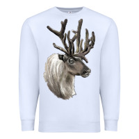 White Reindeer Buck Deer Head Premium Sweatshirt - LillyAllenDesigns