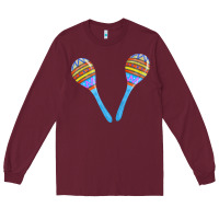 Burgundy blue maracas Long Sleeve Tee - FaDigitalArtStudio