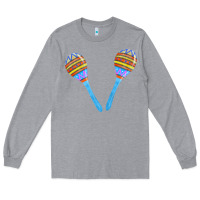 Heather Grey blue maracas Long Sleeve Tee - FaDigitalArtStudio