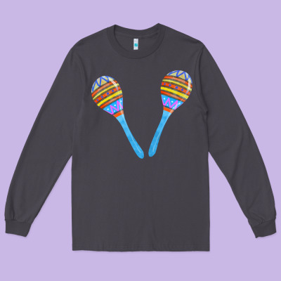 Blue Maracas Long Sleeve Tee Designed By Fadigitalartstudio