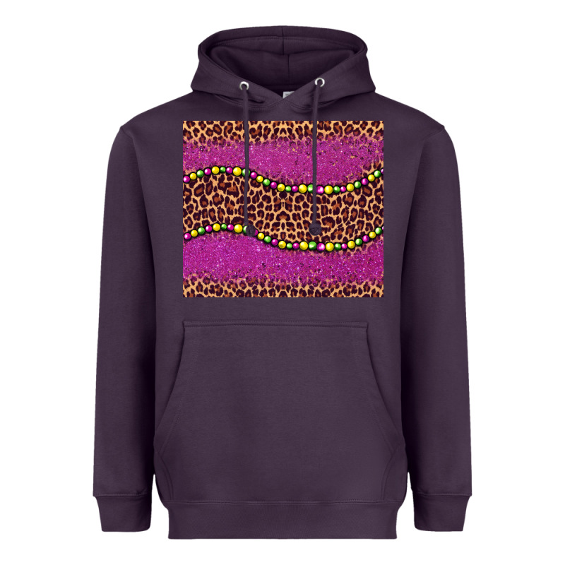 Mardi Gras  Leopard Pink Glitter Bead Heavyweight Hoodie by BarkalooDesign | Teevron