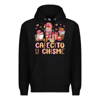 Black cafecito y chisme Premium Hoodie - MaliasSmallBusiness