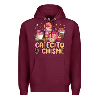 Burgundy cafecito y chisme Premium Hoodie - MaliasSmallBusiness