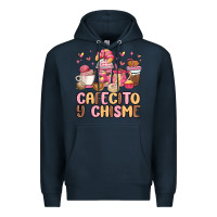 Navy cafecito y chisme Premium Hoodie - MaliasSmallBusiness