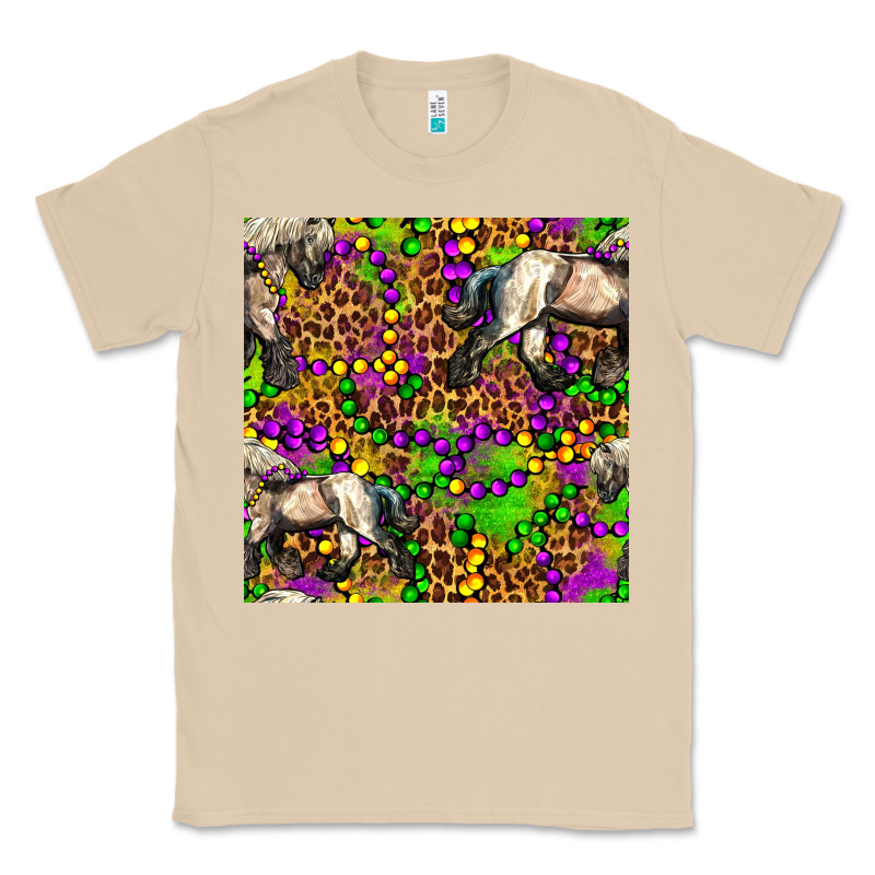 Mardi Gras Leopard Horse Seamless Pattern Classic Tee by FaDigitalArtStudio | Teevron