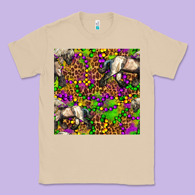 Mardi Gras Leopard Horse Seamless Pattern Classic Tee Designed By Fadigitalartstudio