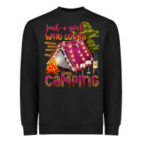Black just a girl who loves camping Heavyweight Sweatshirt - texasbilliewilder