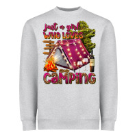 Heather Grey just a girl who loves camping Heavyweight Sweatshirt - texasbilliewilder