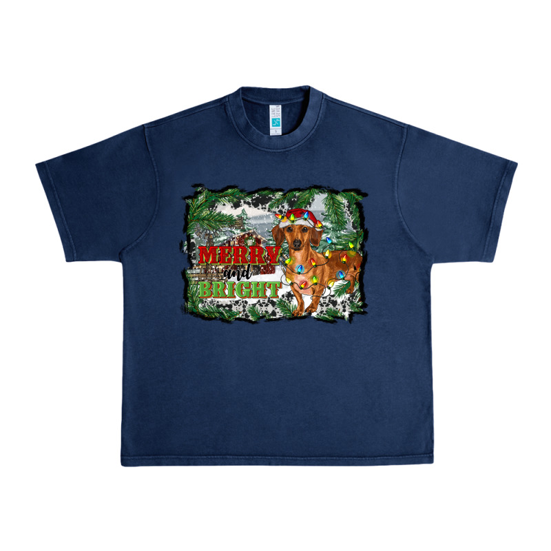 Merry And Bright  Dachshund With Farm Urban Heavy Tee by RanaPortraitStore | Teevron