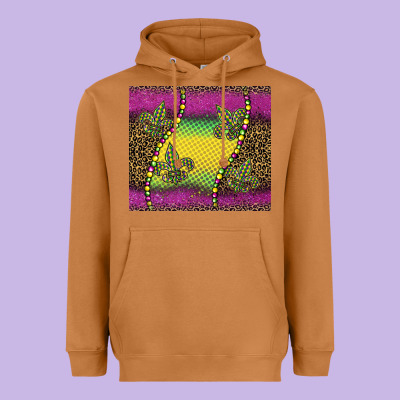 Mardi Gras  Leopard Pink Glitter Heavyweight Hoodie Designed By Barkaloodesign