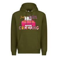 Army Green just a girl who loves crafting Premium Hoodie - MaliasSmallBusiness